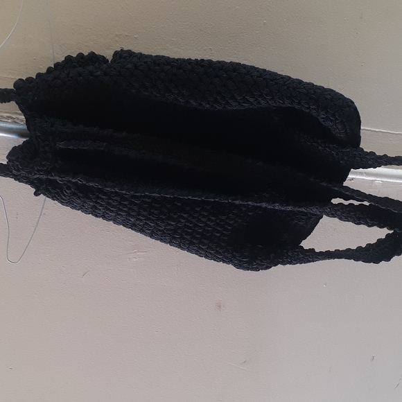 BOHO RODANA LTD black crochet knit backpack Purse Bag - Picture 4 of 13